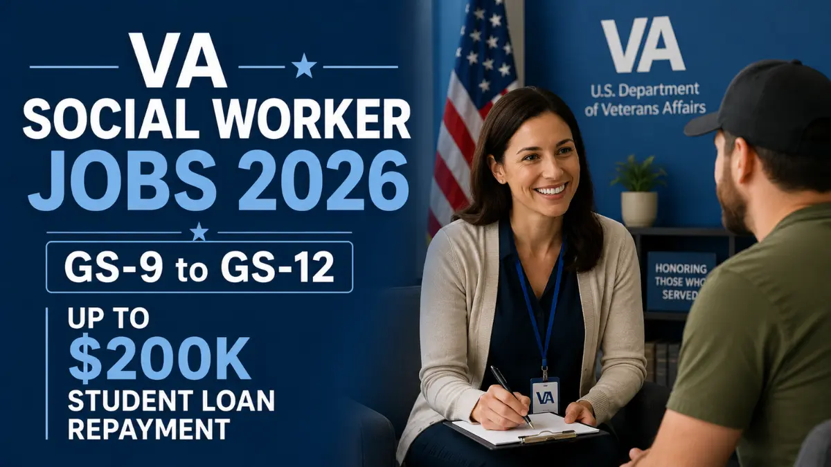 VA Social Worker Jobs 2026 – GS-9 to GS-12 | Up to $200K Student Loan Repayment |